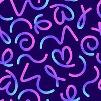 Gradient abstract wavy lines in the shape of heart, waves on dark background vector