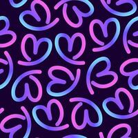 Seamless pattern of abstract hearts in neon gradient colors vector