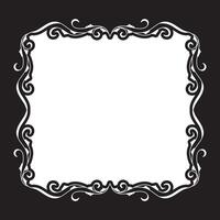 A black and white square frame with swirls vector