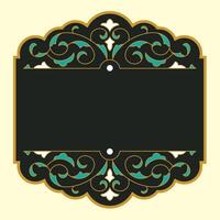 An ornate frame with a gold border and turquoise accents vector