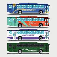 Illustration of Public Transport Buses in Different Colors and Numbers vector