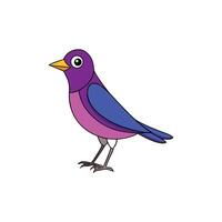 Bird Illustration Cartoon Style In Purple Pink And Blue vector