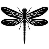 Graphic Dragonfly Insect Illustration Black And White Simple Design vector