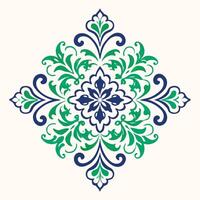 Decorative Floral Ornament In Green And Blue vector