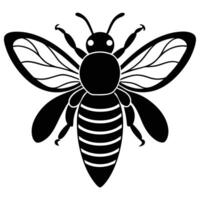 Honey Bee Illustration Black And White Simple Design vector