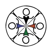 Four Points Circle Design With Figures And Color Accents vector