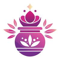 Hindu Puja Kalash Pot Illustration With Gradient Colors vector