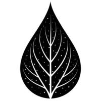 Stylized Black Leaf With White Veins And Dots vector