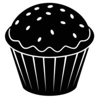 Black Cupcake With White Sprinkles In Format vector