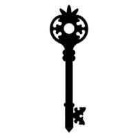 Ornate Antique Key Black Silhouette Design Element vector
