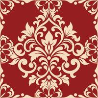 Damask Decorative Pattern On Red Background vector