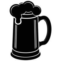 Black And White Beer Mug Full Of Foam vector