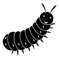 Simple Black Caterpillar Illustration With A Smiling Face vector