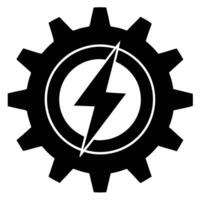Gear With Lightning Bolt Icon Illustration vector