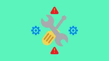 Working on Progress wih Wrench Tools Animation. 2d Animation 4k video