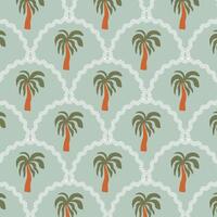 Pattern with palm tree in retro style. vector