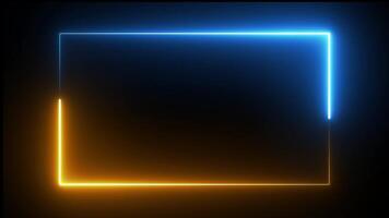 Abstract Neon Frame colourful Animation. Abstract background web neon box pattern LED screens projection and neon frame. blue and yellow. video