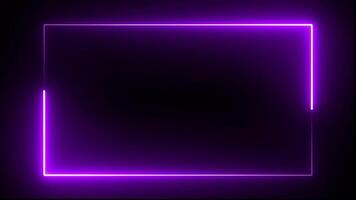 Neon Rectangle Frame Animation. Glowing spectrum looped. ultraviolet light 4k glowing line, neon frame. video