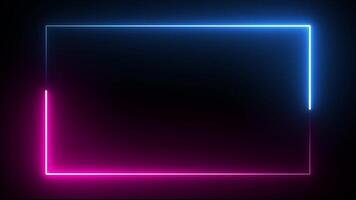 Abstract Neon Frame colourful Animation. Abstract background web neon box pattern LED screens projection and neon frame. blue and pink. video