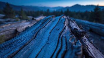 Fallen Log in Forest at Dusk Detailed Texture Close-up photo