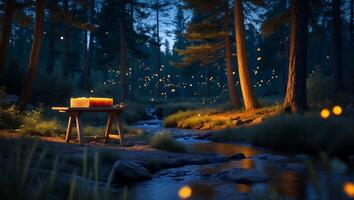 Cake by Forest River at Night photo
