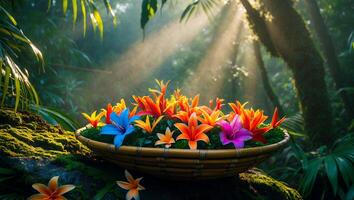 Lily Flowers in a Forest photo