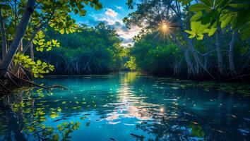 Mangrove Forest Water Reflection Landscape Photography photo