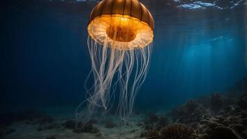 Jellyfish Floating in Ocean Water photo