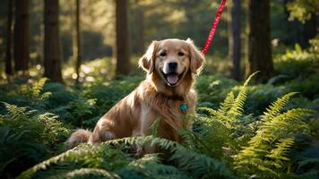 Golden Retriever in Forest photo
