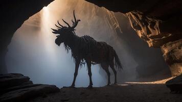 Creature in Cave with Antlers photo
