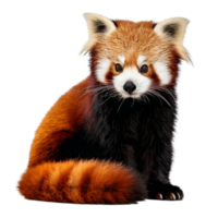 A playful red panda sitting with a fluffy tail wrapped around png