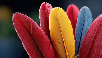 Vibrant Multicolored Feathers in Dynamic Arrangement Studio Background High-Quality Image Copyspace photo