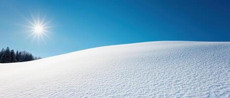 Winter Wonderland Landscape Snow-Covered Hills Nature Photography Clear Blue Background Copyspace photo
