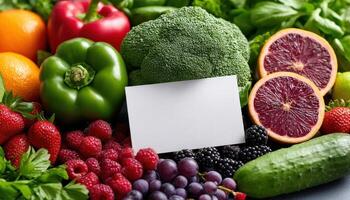 Vibrant Fresh Fruits and Vegetables Market Stall Close-Up Colorful Background Copyspace photo
