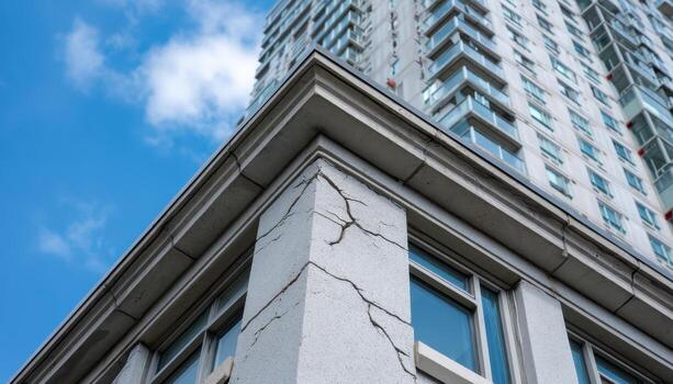 Cracks in Highrise Architecture Urban Environment Building Detail Background Copyspace photo