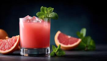 Refreshing cocktail creation modern bar setting food photography dimly lit environment close-up view summer vibes photo