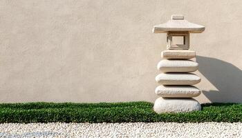 Zen garden tranquility outdoor space low-resolution image peaceful environment minimalist view serene concept photo