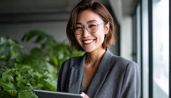 Empowering business women office space portrait modern environment close-up professionalism photo
