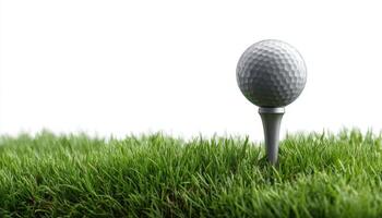 Golf action shot open field sports photography natural setting close-up view game preparation photo