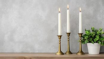 Elegant candle arrangement home decor still life minimalist environment close-up view serenity concept photo