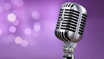 Live music performance stage microphone showcase purple background close-up sound quality photo