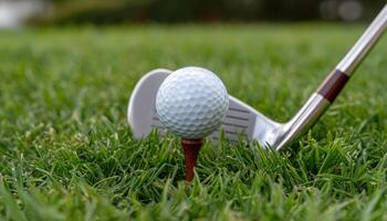 Golf swing action golf course sports photography green environment close-up view technique mastery photo