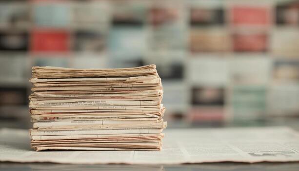 Reviewing current news events editorial desk photography indoor workspace close-up media and communication insights photo