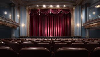 Theatrical performance preparation historic theater image showcase elegant interior wide angle stage design concepts photo