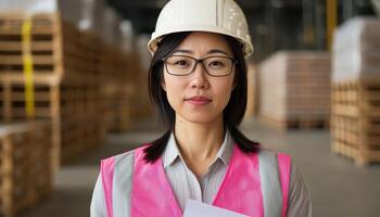 Safety inspection action by construction worker in warehouse professional environment close-up view focus on compliance photo