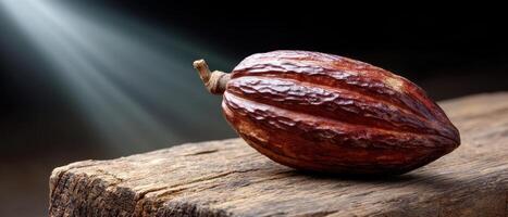 Harvesting cocoa beans in a rustic setting gourmet food photography natural light macro view photo