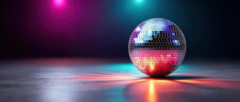 Dazzling disco ball display nightclub venue digital art vibrant lighting close-up view celebration atmosphere photo