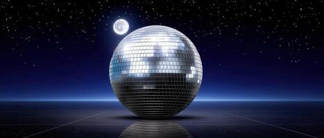 Disco ball reflection night sky digital art starry background futuristic concept unique atmosphere photo