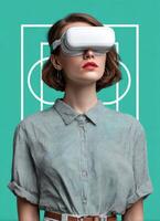 Virtual reality experience modern studio digital art creative space front view immersive technology exploration photo