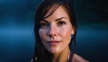 Intimate portrait of a woman misty forest photography natural light close-up serenity photo